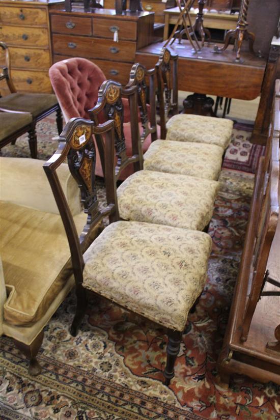 Set of 4 Edwardian inlaid salon chairs